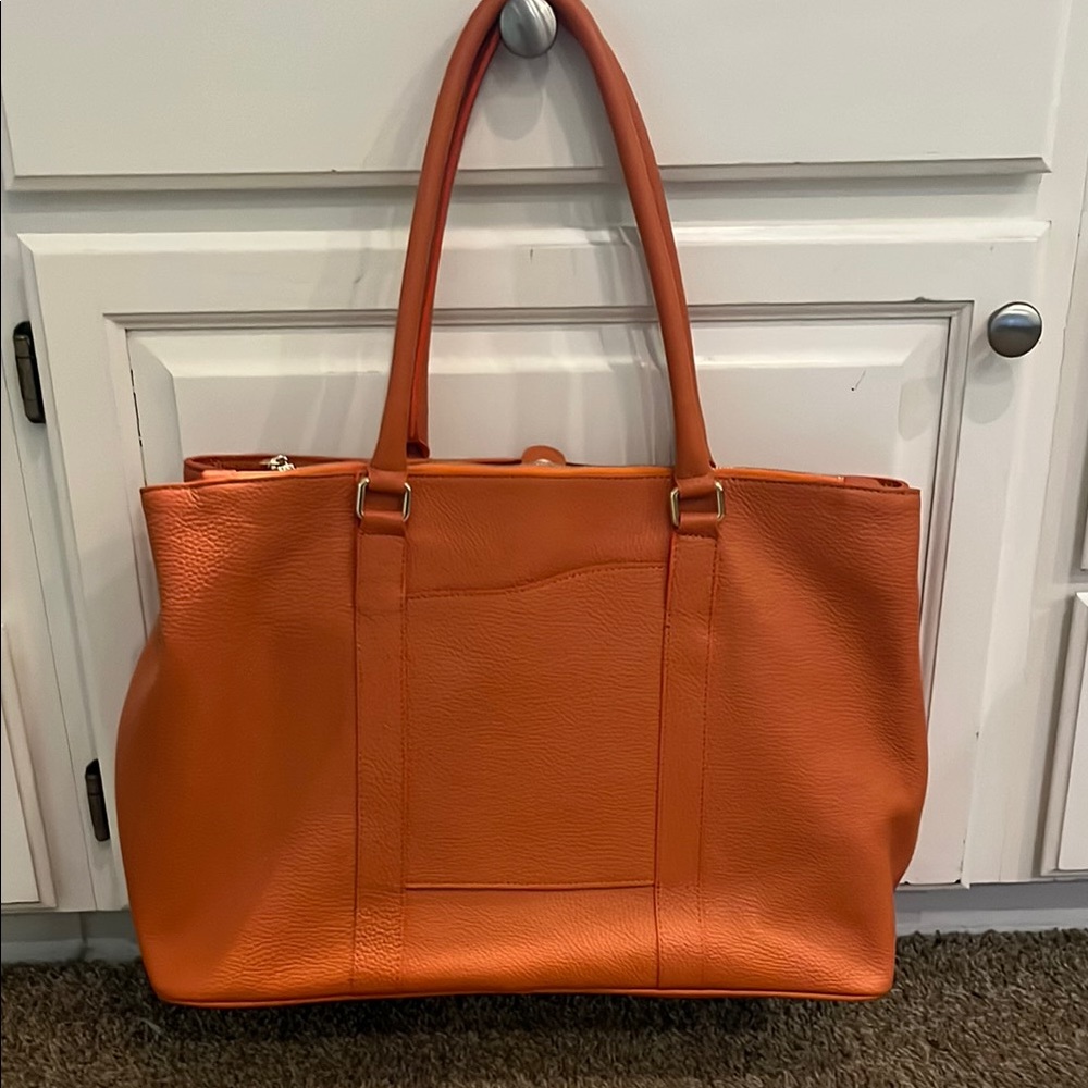 Orange Leather Tote Bag - Picture 5 of 9